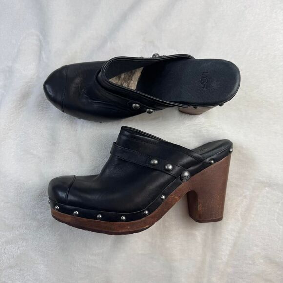Vintage UGG Leather and Wood Clogs with Studs - Picture 2 of 6